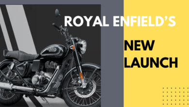Royal Enfield's lineup featuring the Goan Classic 350, Scram 440, Guerilla 450, Interceptor Bear 650, and Classic 650 motorcycles.
